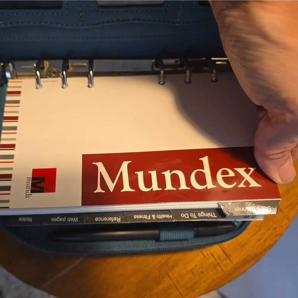 Mundi Mundex Daily Planner Organizer with Card Slots leather like teal accordion
